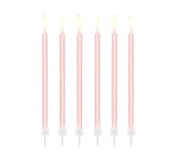 PartyDeco Bougies de gâteau tendance roses avec support - Lot de 26, 14 cm