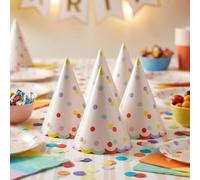 PartyDeco Chapeaux de fête anniversaire (Pack de 6, 16 cm)