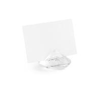 PartyDeco Conf. Lot de 10 Marque-Places en Diamant Transparent, Environ 4 cm.