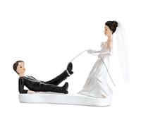 PartyDeco Décoration de mariés Corde-Cake Topper, PVC, Noir et Blanc