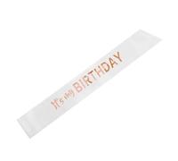 PartyDeco Écharpe It`s My Birthday 79 x 9,4 cm en satin Blanc/or rose