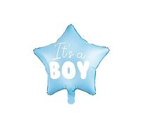 Partydeco (ENTREGES Rapides) Ballon métallisé 18" Étoile Bleue avec Texte It's a Boy (C'est Un Enfant)