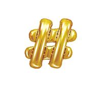 PartyDeco - FB12M-019 - Ballon Mylar en forme de portail (symbole #) or 35 cm anniversaire adulte enfant, couleur
