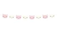 PartyDeco - Feston moulé Chatons Roses et Blancs 140 cm, Couleur gl11