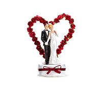PartyDeco Figurine de mariée avec cœur et Roses Noir et Blanc 15 cm