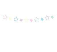 PartyDeco Guirlande avec étoiles Couleurs Pastel Multicolore
