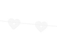PartyDeco Guirlande en Papier cœurs Dentelle Blanche 8 cm x 1,8 m