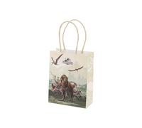 PartyDeco® Jurassic World Lot de 6 sacs cadeaux en papier 12 x 6 x 15,5 cm - Avec anse et motif dinosaure - Sacs cadeaux réutilisables pour cadeaux - Idéal comme cadeau - Vert marron
