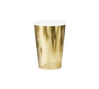 PartyDeco KPP57-019ME-EU2 Lot de 6 gobelets en papier Doré brillant 220 ml