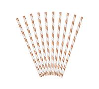 PartyDeco Lot de 10 pailles en papier - 195 mm - Or rose