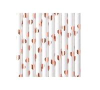 PartyDeco Lot de 10 pailles en papier - 195 mm - Or rose