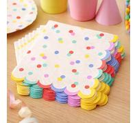 PartyDeco Lot de 20 serviettes en papier jetables multicolores pour fête d'anniversaire d'enfants, tables de gâteaux et aliments de fête (16,5 cm)