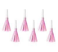 PartyDeco - Lot de 6 trompettes sifflets avec Franges Roses pour fêtes et Anniversaires, Couleur, HOR1-081J