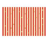 PartyDeco - Nappe Papier Rayures ÉTOILE Or 180X120CM Rouge