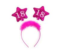 PartyDeco OP18-karton - Serre-tête Anniversaire 18 Ans avec Plumes et étoiles pour Fille