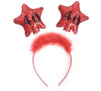 PartyDeco - OP40-KARTON - Serre-tête pour Anniversaire 40 Ans avec Plumes et étoiles