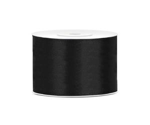 PartyDeco Ruban satin noir 50 mm x 25 m