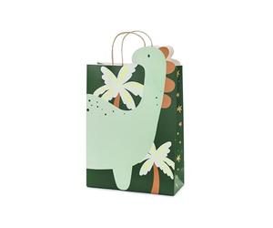 PartyDeco - Sac Cadeau Dinosaure Jungle 10X24X37CM Vert