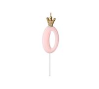 PartyDeco SCU6-0-081J Bougie d'anniversaire chiffre 0 Rose clair 9,5 cm Numéro 0