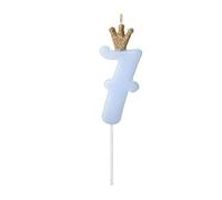 PartyDeco SCU6-7-001J Bougie d'anniversaire chiffre 7 Bleu clair 9,5 cm Numéro 7