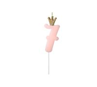 PartyDeco SCU6-7-081J Bougie d'anniversaire chiffre 7 Rose clair 9,5 cm Numéro 7