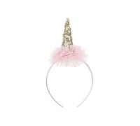 PartyDeco Serre-tête Licorne avec Volants - 25 x 11 cm - 1 pièce - Serre-tête Licorne avec Corne - Accessoire de Costume pour Anniversaire d'enfant, fête de Fille, Carnaval - Rose doré