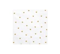 PartyDeco Serviettes blanches avec impression dorée en forme de cœurs - Serviettes de table pour anniversaire, Saint Valentin, mariage, lune de miel - Mouchoirs imprimés