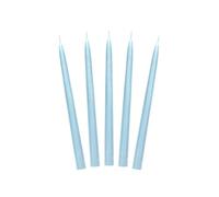 PartyDeco SKMAT-011 Lot de 10 bougies de table/à tige, chandelier, pointues, bleu clair, mate, 24 cm