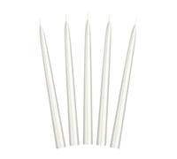PartyDeco SKMET-070M Lot de 10 bougies de table/à tige pointues, blanc brillant, 24 cm