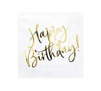 PartyDeco SP33-79-008-019 Lot de 20 serviettes en papier pour décoration de fête d'anniversaire Blanc 33 x 33 cm