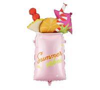 PartyDeco Summer Vibes Ballon en aluminium pour cocktail - 47 x 80 cm - Ballon tropical amusant pour décoration de plage, piscine, enterrement de vie de jeune fille, fête d'été rose vif