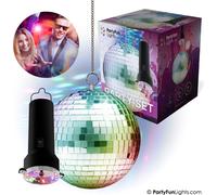 PartyFunLights Set de fête boule à facettes rotative avec moteur LED multicolore.