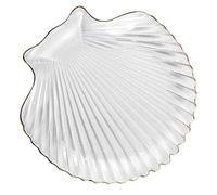 PartyKindom Assiette en Verre Forme Coquillage Or, Pratique et Solide, Design Unique et Concis, pour Restaurants et Cuisines à Domicile