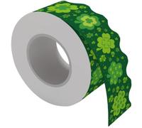 PartyKindom Bordure de Trèfle, Papier à Bordure Verte Autocollant, 1 Rouleau, Vert, pour Tableau D'affichage et Tableau Blanc, Décoration de t Fête Saint-patrick