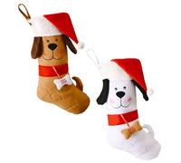 PartyKindom Chaussettes de Décorations Créatives Lot de 2 en Peluche Forme Chien Os Paquet pour Bonbons pour Sapin de pour Décoration Maison