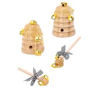 PartyKindom Décoration Ruche D'abeilles en Bois Marron Design Unique et Naturel, Ornement Polyvalent pour Festival D'abeilles et Célébrations, Set 4 Pièces