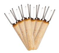 PartyKindom Fourche à Maïs Multifonction en Acier Inoxydable et Bois, Lot de 6 Pièces, Accessoire de Barbecue Solide pour Légumes et Fruits en Plein Air