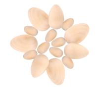 PartyKindom Lot de 15 Œufs en Bois Inachevés pour Bricolage, Surface Lisse et Vierge, Décorations de Pâques pour Fêtes et Peinture Créative