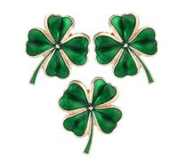 PartyKindom Lot de 3 Broches Trèfle à Quatre Feuilles en Métal, Épingles Légères et Résistantes, Accessoire Irlandais pour Femmes et Filles, pour Noël, Occasions Formelles et Décontractées,