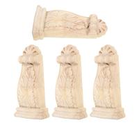 PartyKindom Lot de 4 Incrustations Décoratives en Bois Massif Sculpté, Consoles D’angle 11 X 5 X 2,5 Cm, Style Européen Vintage, Supports D’étagère et Appliques Murales pour Décoration