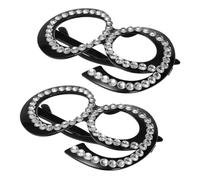 PartyKindom Lunettes D'anniversaire à Strass Noires 2pcs en Plastique Confortables pour Adultes, Décoration de Fête et Célébrations D'anniversaire Dansantes
