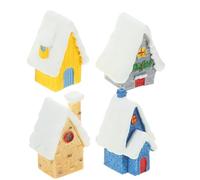 PartyKindom Maisons Miniatures Pendant Les Fêtes en Résine Lot de 4 Détails Délicats et Finition Soignée pour Décoration Noël pour Décorer Votre Maison