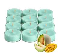 PartyLite Lot de 12 bougies chauffe-plat, parfum melon mûr, aromathérapie avec jusqu'à 4 à 6 heures de combustion, idéales pour la décoration de la maison, les cadeaux de vacances et les célébrations