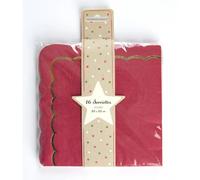 PartyPro 16 Serviettes 33x33 cm Rouge Or