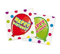 Partyrama Lot de 16 serviettes de cocktail Motif anniversaire Multicolore