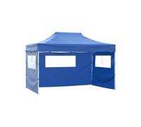 Partytent met 3 zijwanden inklapbaar 3x4 m staal blauw48890