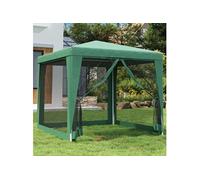 Partytent met 4 mesh zijwanden 2,5x2,5 m HDPE groen319223