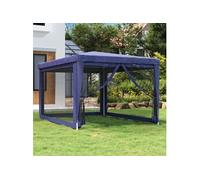 vidaXL Tente de réception 3x4 m HDPE avec 4 parois latérales en maille bleue