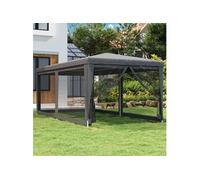 Partytent met 6 mesh zijwanden 3x6 m HDPE antracietkleurig319239