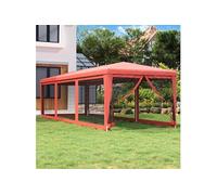 Partytent met 8 mesh zijwanden 3x9 m HDPE rood319245